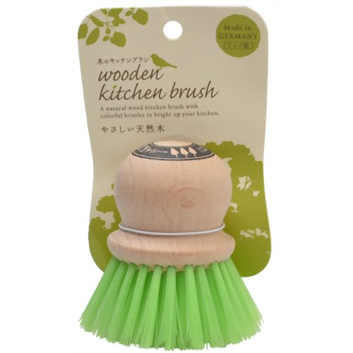 木のキッチンブラシ グリーン　　 【やさしい天然木のぬくもり　 ドイツ製】