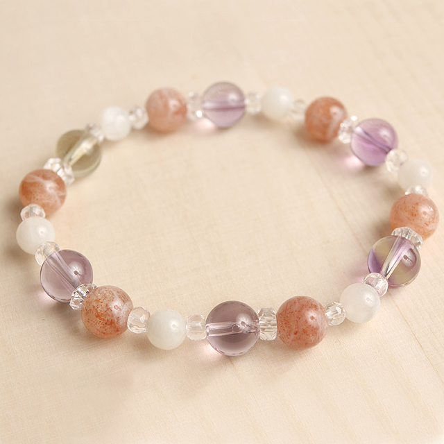 【パワーストーン　天然石　アクセサリー　デザイン　ジュエリー】【癒しと才能】サンストーンとアメトリンの天然石ブレスレット/パワーストーン