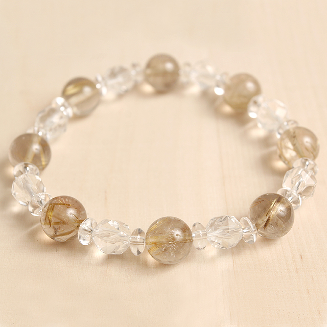 【パワーストーン　天然石　アクセサリー　デザイン　ジュエリー】【金運】ルチルクォーツの天然石コンビブレスレット/パワーストーン