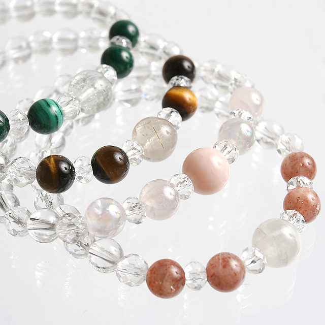 【パワーストーン　天然石　アクセサリー　デザイン　ジュエリー】４つの願い（恋愛運/金運/癒し/厄除け）デザインブレスレット