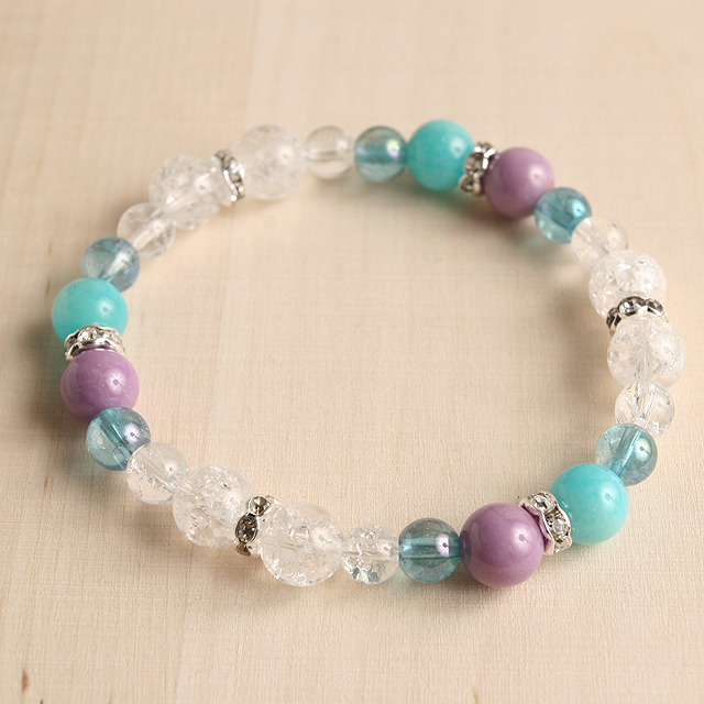 【パワーストーン　天然石　アクセサリー　デザイン　ジュエリー】癒し-ペルー産アマゾナイトｘフォスフォシデライトコンビブレスレット