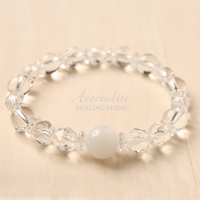 【原産地】アメリカ・ノースカロライナ州【パワーストーン　天然石　アクセサリー　デザイン　ジュエリー】アゼツライトとヒマラヤ水晶のストーンブレスレット