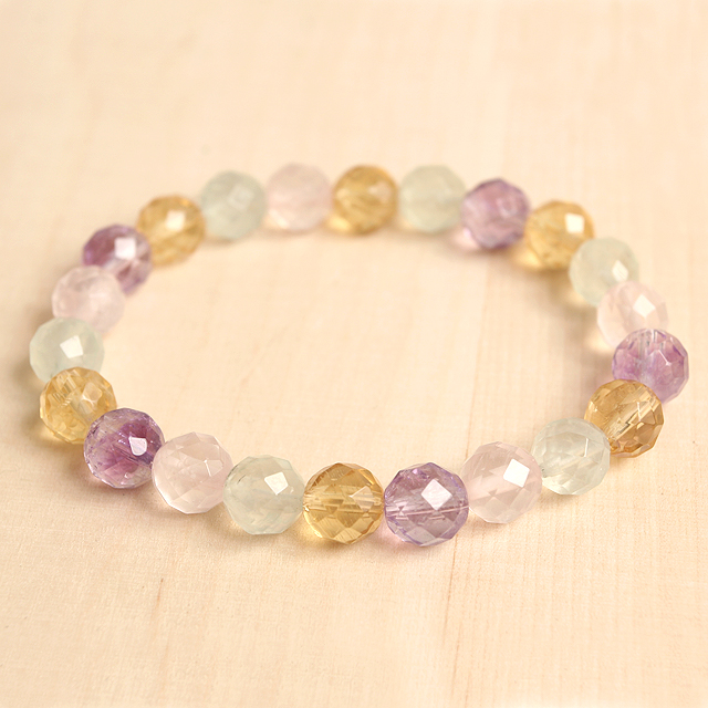 【パワーストーン　天然石　アクセサリー　デザイン　ジュエリー】【財/美/知】64面カット天然石コンビブレスレット/パワーストーン