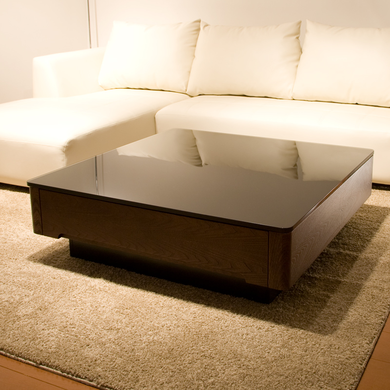 【ポイント10倍】【spr10P05Apr13】【送料無料】（インテリア　家具　デザイナーズ）　ブラックガラスとニレ材の木目が美しいリビングテーブル/Arly＜代引きご利用不可＞＜配送時間帯は午前・午後（１７時まで）のみ＞