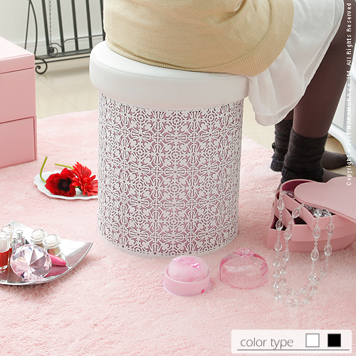 【送料無料】（インテリア　家具　デザイナーズ）　収納付き丸型パンチングスツールArabesque〔アラベスク〕＜代引きご利用不可＞＜配送時間帯は午前・午後（１７時まで）のみ＞