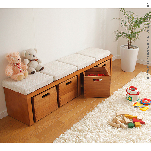 【送料無料】（インテリア　家具　デザイナーズ）　クッション付ベンチチェスト CUBE〔キューブ〕 4BOX＜代引きご利用不可＞＜配送時間帯は午前・午後（１７時まで）のみ＞