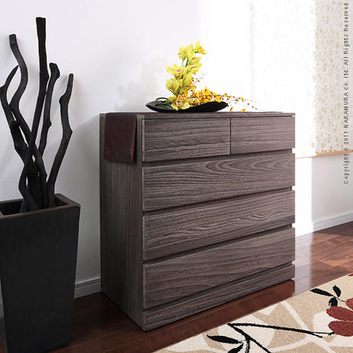 【送料無料】（インテリア　家具　デザイナーズ）　焼桐スクエアクローゼットチェスト AOI〔あおい〕幅75cm 4段＜代引きご利用不可＞＜配送時間帯「20時～21時」は指定できません＞