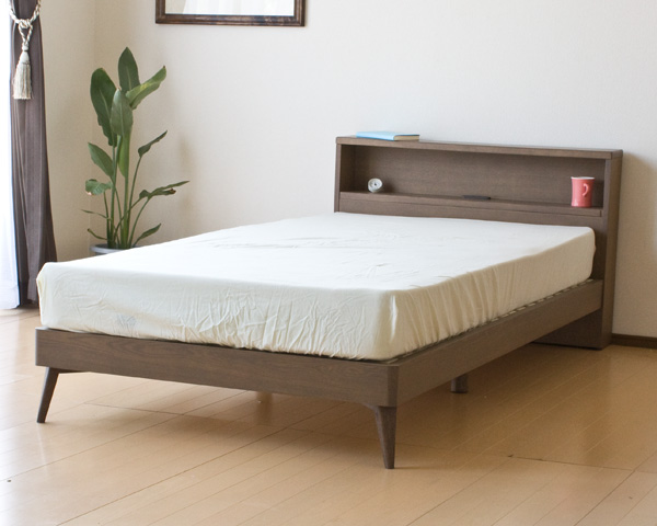 【送料無料】（インテリア　家具　デザイナーズ）　北欧テイスト棚・コンセント付きシングルベッド/Mob フレームのみ＜代引きご利用不可＞＜配送時間帯は午前・午後（１７時まで）のみ＞