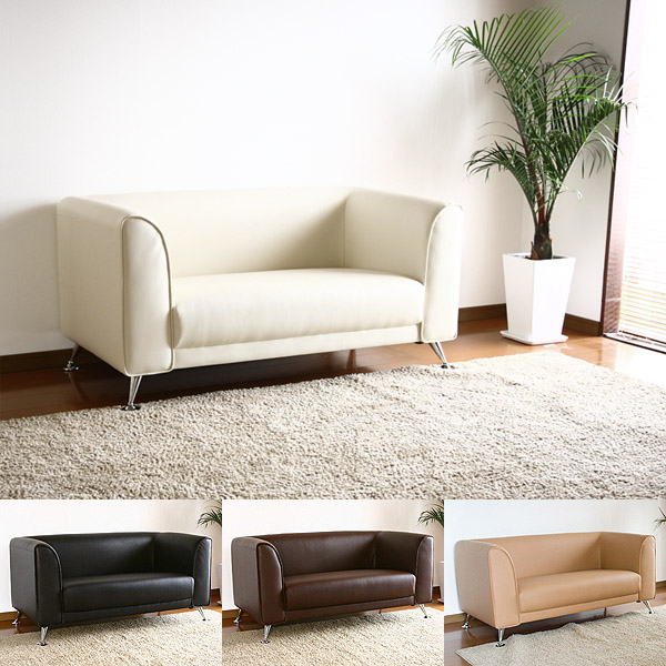 【送料無料】（インテリア　家具　デザイナーズ）　PVC合成レザー張り　シンプルデザインソファー2人掛け＜代引きご利用不可＞＜配送時間帯は午前・午後（１７時まで）のみ＞ 【SS10P02dec12】