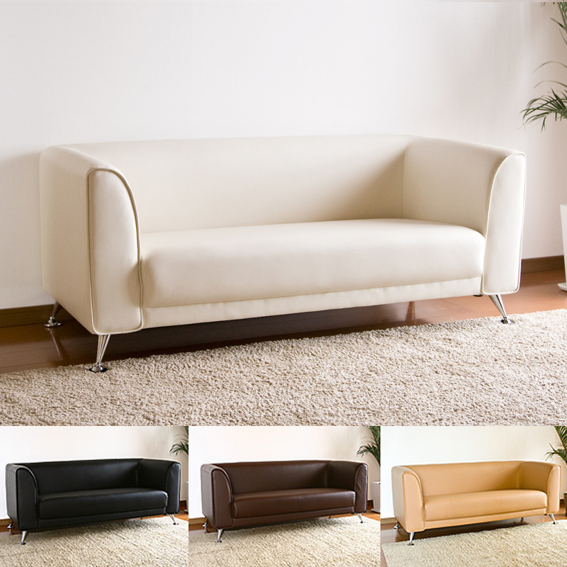 【送料無料】（インテリア　家具　デザイナーズ）　PVC合成レザー張り　シンプルデザインソファー2.5人掛け＜代引きご利用不可＞＜配送時間帯は午前・午後（１７時まで）のみ＞