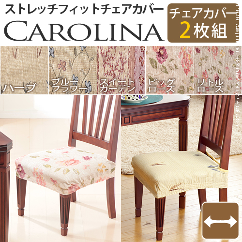 【送料無料】（インテリア　家具　デザイナーズ）　スペイン製ストレッチフィットチェアカバー CAROLINA〔カロリーナ〕2枚組セット＜代引きご利用不可＞＜配送時間帯「20時～21時」は指定できません＞