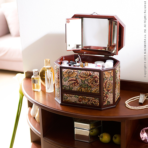 【送料無料】（インテリア　家具　デザイナーズ）　ゴブラン張りメイクボックス tissu〔ティシュー〕＜代引きご利用不可＞＜配送時間帯は午前・午後（１７時まで）のみ＞