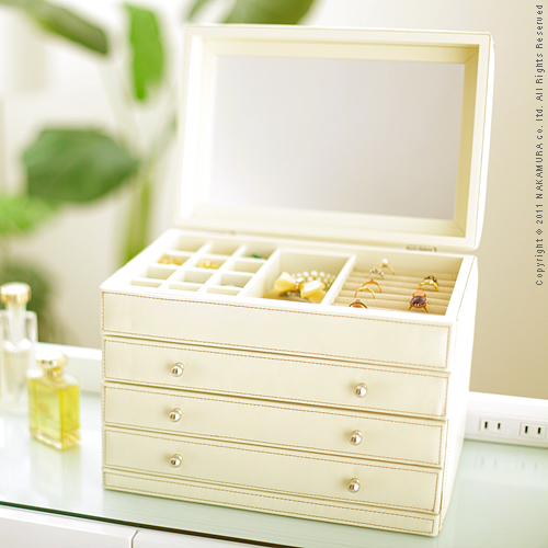 【送料無料】（インテリア　家具　デザイナーズ）　レザー調ジュエリーボックスBijou〔ビジュー〕 小＜代引きご利用不可＞＜配送時間帯は午前・午後（１７時まで）のみ＞