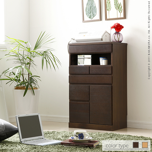 【送料無料】（インテリア　家具　デザイナーズ）　背面収納（ルーター収納）機能付きFAX台Convei〔コンヴィ〕引出しいっぱい天然木タイプ 幅46cm＜代引きご利用不可＞＜配送時間帯は午前・午後（１７時まで）のみ＞