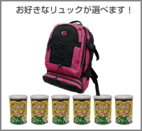 【非常食・リュックセット】お好きなリュックと北海道かぼちゃカンパン 【北海道製菓】 6缶セット〈２人用〉（保存食・非常食）