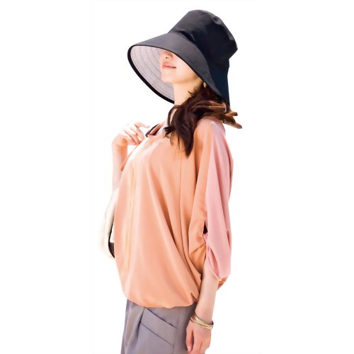 るるぶ 束ね髪すっぽり小顔帽子 ブラック 【コモライフ】