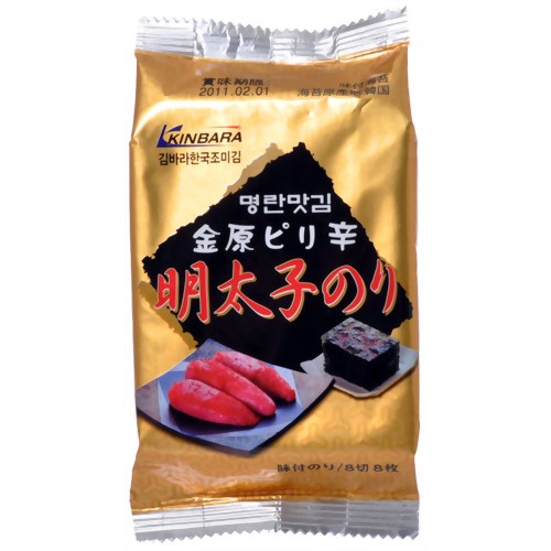 【ケース販売】金原ピリ辛明太子海苔 3袋*16セット(8切8枚入)［金原海苔店］