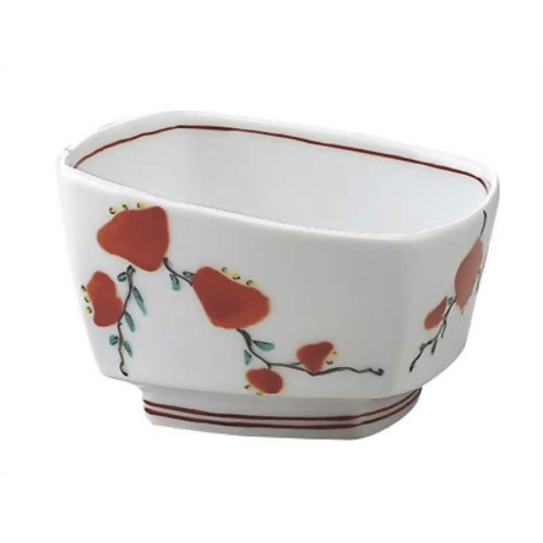 安寿 角小鉢 赤絵小花 【アロン化成】