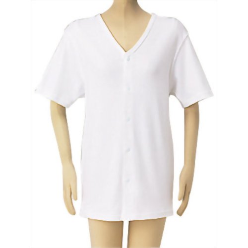 サンヘルパー 介護用肌着(前開き) 半袖 ホック式 M　【松本ナース産業】