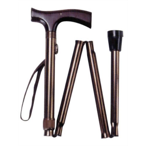 アルミ製折りたたみ杖(ステッキ) OT-005 ブラウン　【マキライフテック】