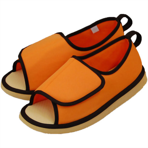 転倒予防シューズ つま先なし オレンジ【竹虎】リスクマネジメント【転倒対策用品】室内用介護シューズ