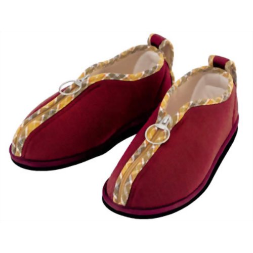 あゆみシューズ 室内履き オープンファスナー(女性用)赤2214 M　【徳武産業】