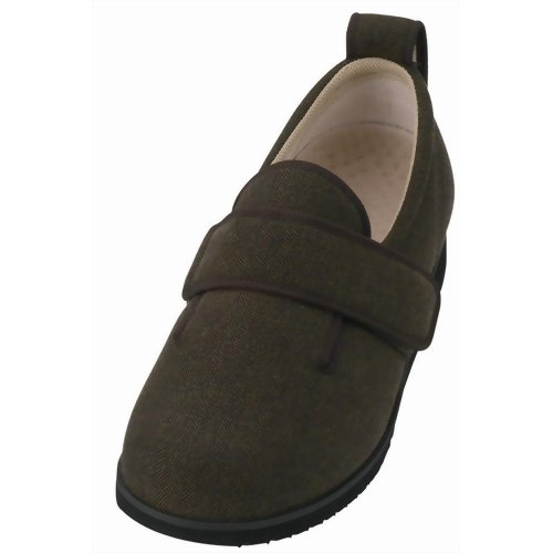 あゆみシューズ 施設・院内用 ダブルマジックII 男性用 ヘリンボン柄 茶 1037 LL 【徳武産業】