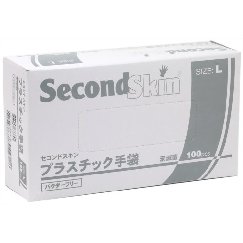 メディコム セコンドスキン プラスチック手袋 パウダーフリー Lサイズ 100枚 【A.R.メディコム・インク・アジア・リミテッド】