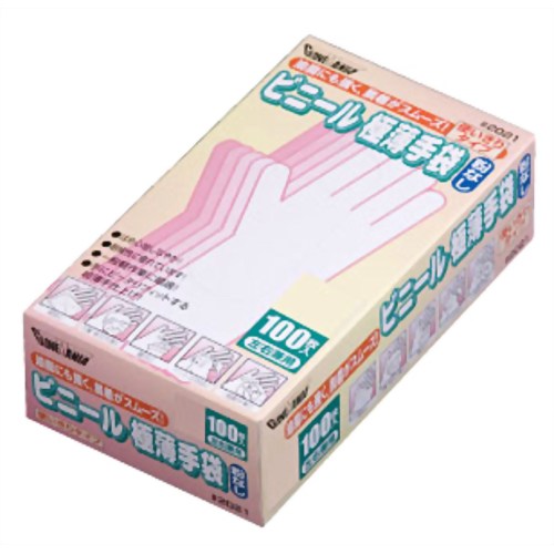 GloveMania ビニール使いきり手袋 粉なし 100枚入 #2021 クリア M 【川西工業】