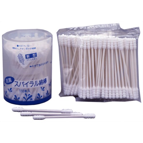 抗菌スパイラル綿棒セット 110本+詰替100本 【ヴァーモス】
