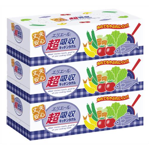 エリエール 超吸収キッチンタオル ボックス 75組3P 【大王製紙】キッチンペーパー