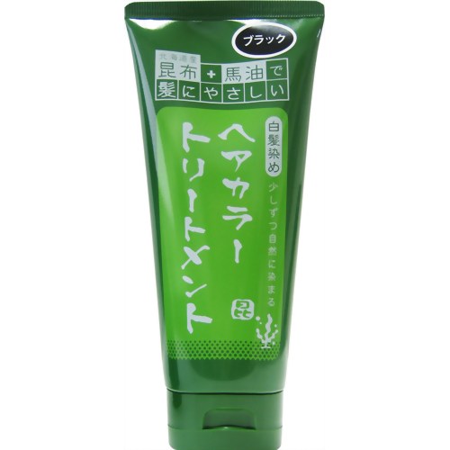 昆布と馬油で髪にやさしいヘアカラートリートメント (ブラック) 200g 【三和通商】