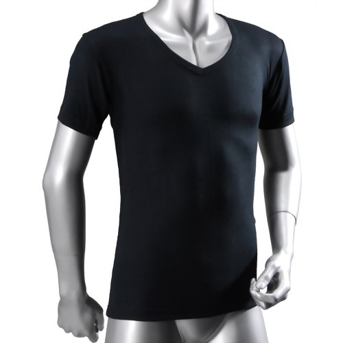 BODY TOUGHNESS サーモ アンダーシャツ 半袖Vネック JW-141 ブラックL 【おたふく手袋】