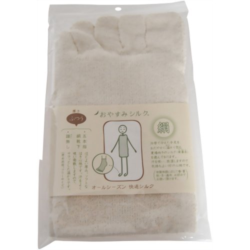 おやすみシルク 夏向け 絹五本指靴下(かかとなし)　【ラッシュ】