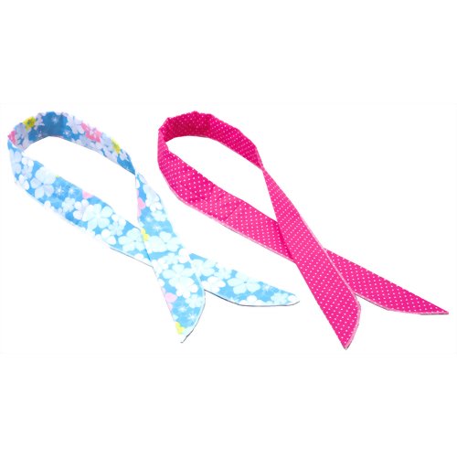 冷感スカーフ ネックーラー 2柄組(花柄ブルー/水玉ピンク) 【コモライフ】