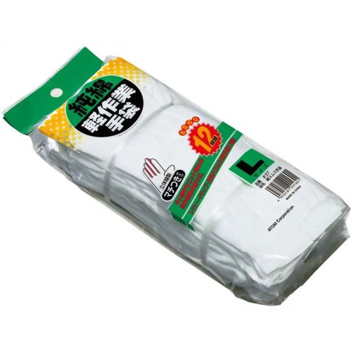 純綿 スムス軽作業手袋 マチ付 L (12組入) 【アトム】