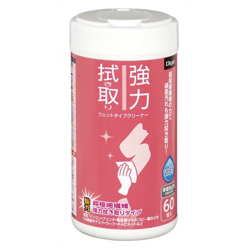 ナカバヤシ 強力拭き取りウェットタイプクリーナー 60枚入 DGCW-B2060　【ナカバヤシ】