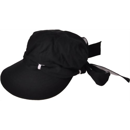 後ろ姿も可愛いつば広帽子 黒 【コモライフ】