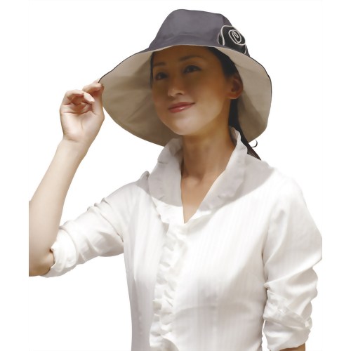 首筋・横顔しっかりUVカット帽子 ブラック 【メイダイ】