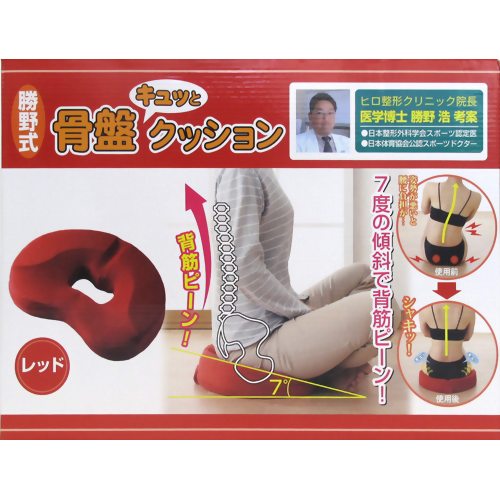 勝野式 座るだけで骨盤キュッとクッション レッド 【メイダイ】