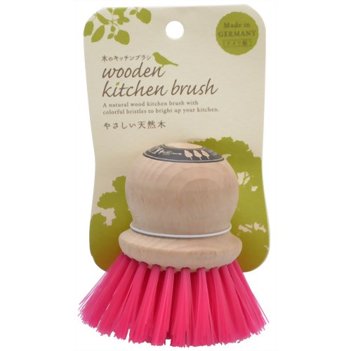 木のキッチンブラシ ピンク　 【やさしい天然木のぬくもり　 ドイツ製】