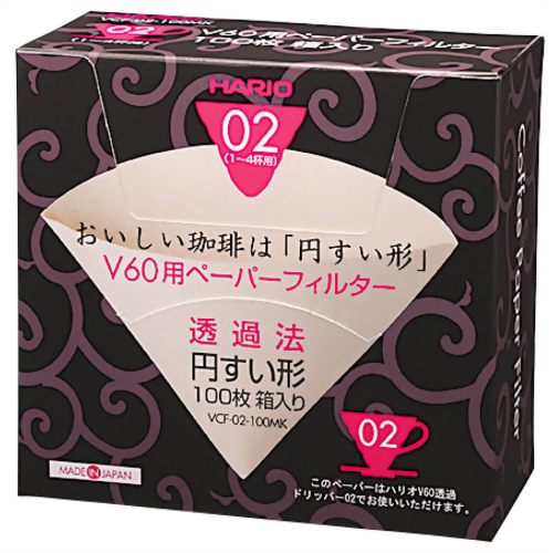 ハリオ V60用ペーパーフィルター02M 1-4杯用 100枚箱入 VCF-02-100MK 【ハリオグラス】