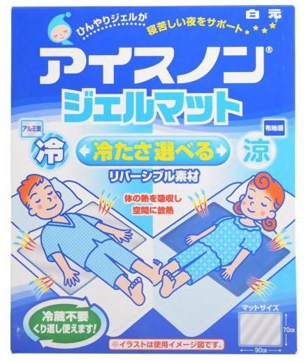 【暑さ・熱中対策】冷たさ選べる♪リバーシブルアイスノンジェルマット　９０ＣＭ×７０ＣＭ 【白元】［メーカー直送につき代引き不可］