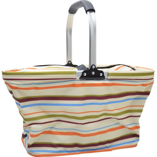 ピクニック保冷バッグ 30L(L) 白ボーダー 【保冷バッグ　　アンドストア】