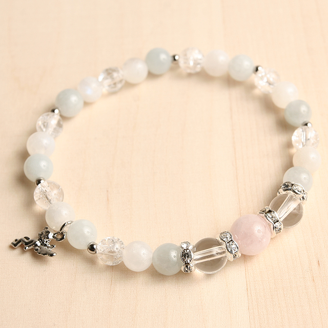 【パワーストーン　天然石　アクセサリー　デザイン　ジュエリー】恋愛運&厄除け-モルガナイトｘ翡翠のコンビブレスレット