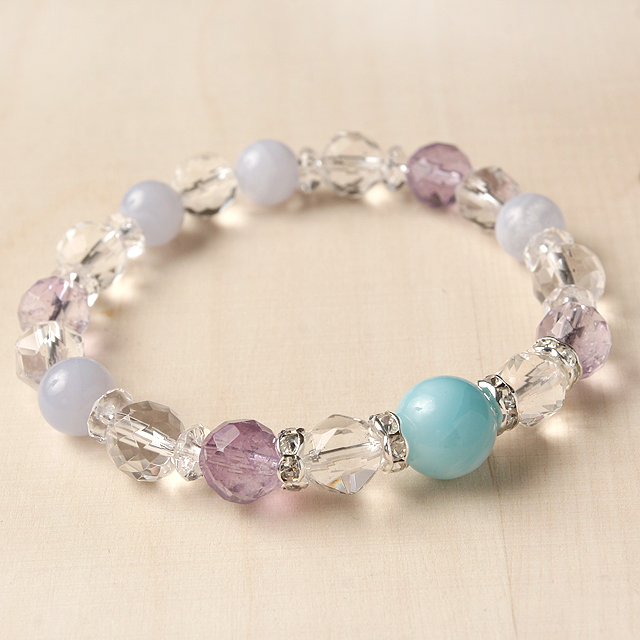 【パワーストーン　天然石　アクセサリー　デザイン　ジュエリー】【癒し】ラリマーとブルーレースの天然石ブレスレット