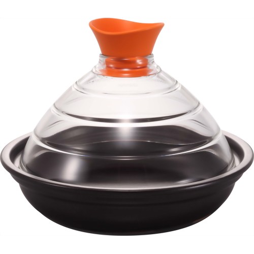 ハリオ フタがガラスのスチームタジン鍋 TND-200COR キャロットオレンジ 【ハリオグラス】