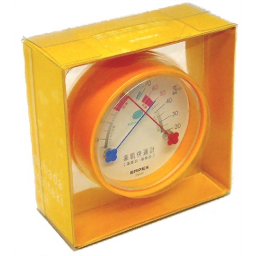 【熱中症　暑さ対策】熱中症計エンペックス 素肌快適計(温度計・湿度計) TM-4714 マンダリンオレンジ　【エンペックス気象計】