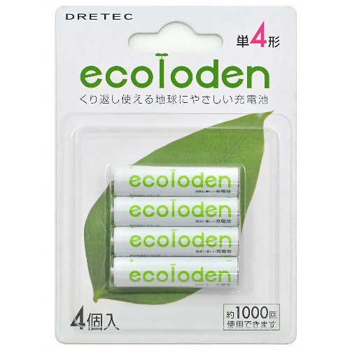 ドリテック 単4形充電池 エコロでん 4本パック RB-404GN 【ドリテック】