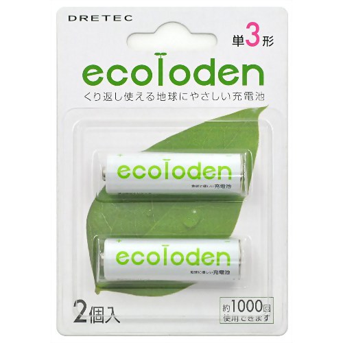 ドリテック 単3形充電池 エコロでん 2本パック RB-302GN 【ドリテック】